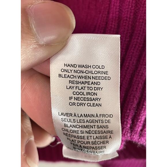 Tahari Sweater Womens XL Magenta Cable Knit Crewneck Pullover Long Sleeve Soft - Picture 9 of 10